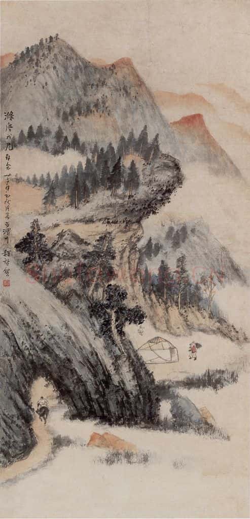 1944年 赵望云《番山游居图》书画作品