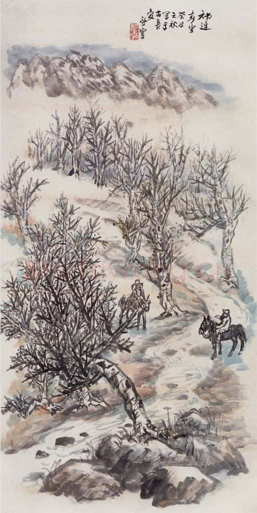 1973年 赵望云《祁连春雪》书画作品