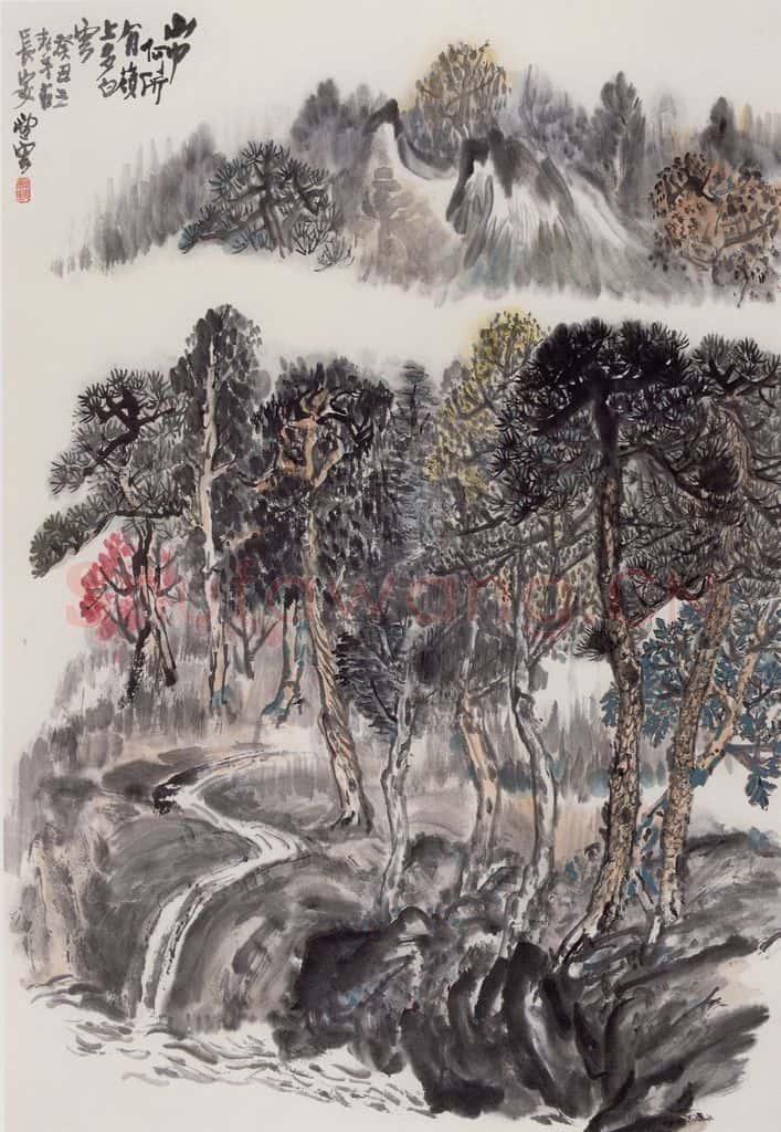 1973年 赵望云《山中何所有 岭上多白云》书画作品