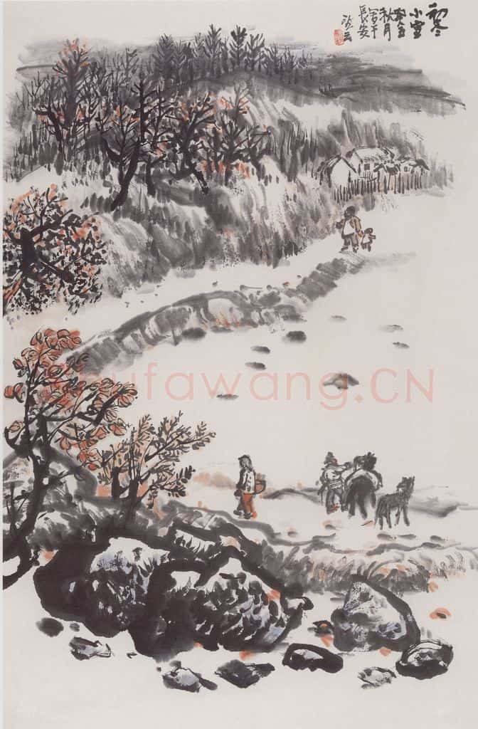 1973年 赵望云《初冬小雪》书画作品