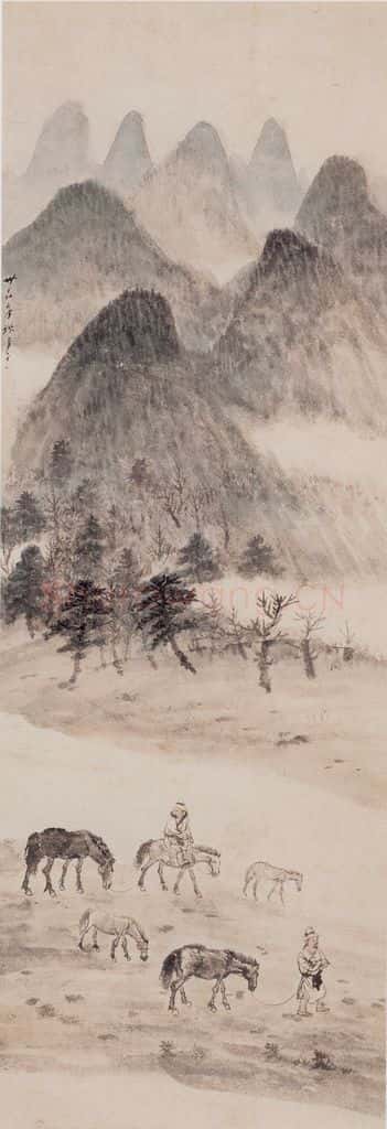 1947年 赵望云《卅六年秋月》书画作品
