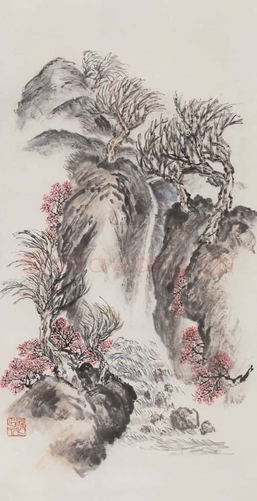 1976年 赵望云《野涧春风》书画作品
