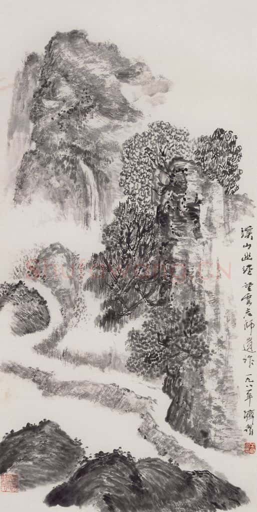 1976年 赵望云《溪山幽径》书画作品