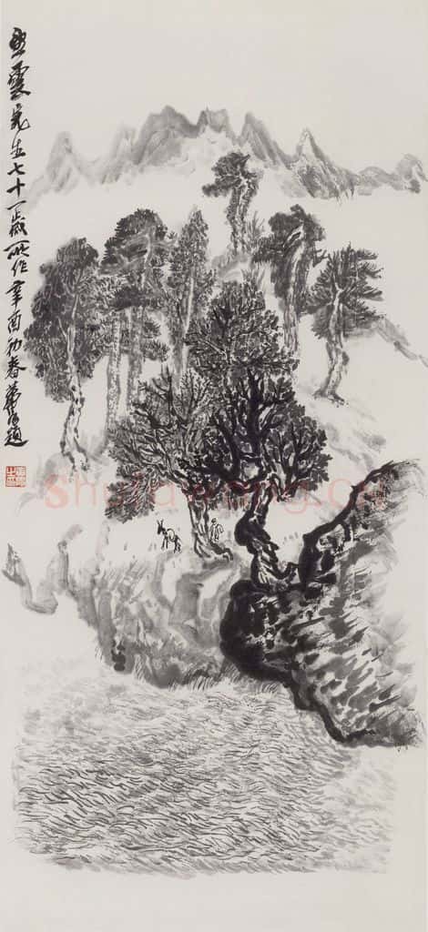 1976年 赵望云《山色水声》书画作品