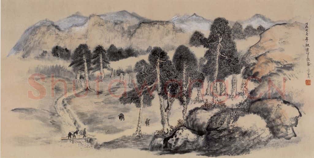 1976年 赵望云《松坡长泉》书画作品