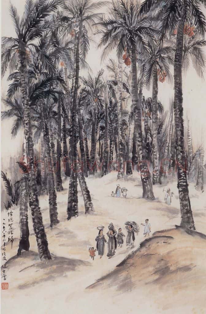 1956年 赵望云《傍晚农忙归》书画作品