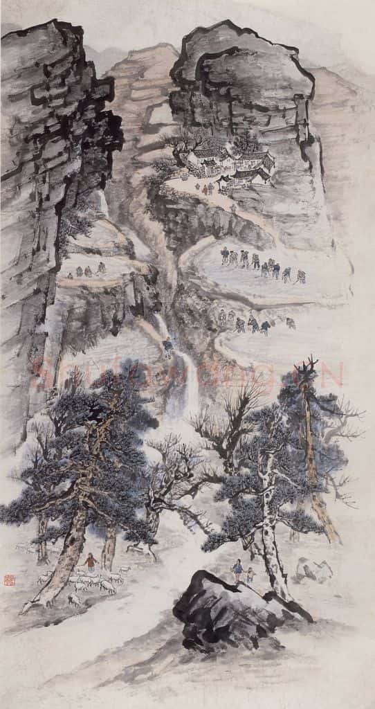 1958年 赵望云《熊山山庄》书画作品