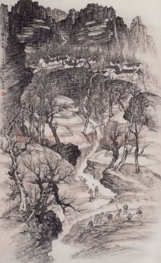 1958年 赵望云《熊山山庄》书画作品