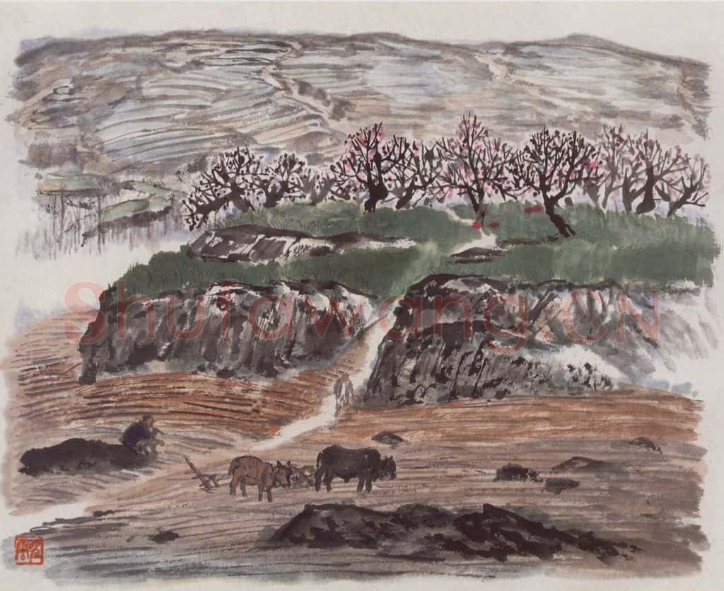1958年 赵望云《渭北之春》书画作品