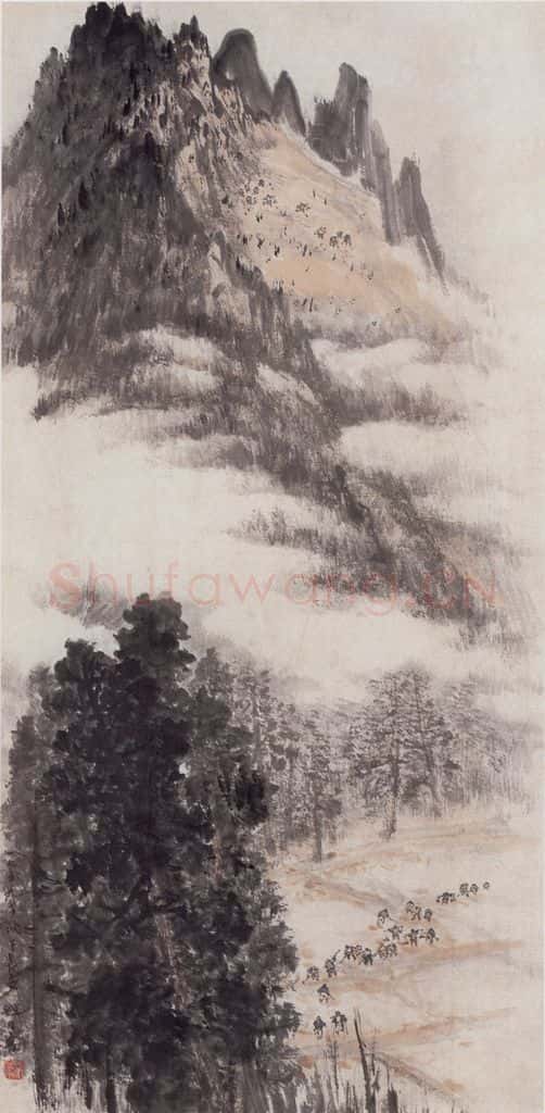 1959年 赵望云《山区春忙》书画作品