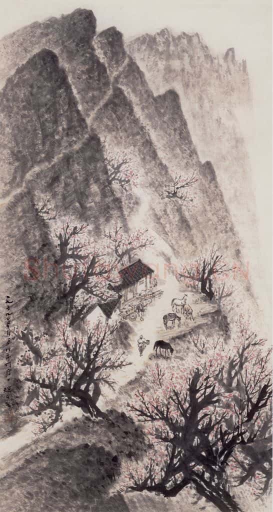 1959年 赵望云《禹山渡口》书画作品