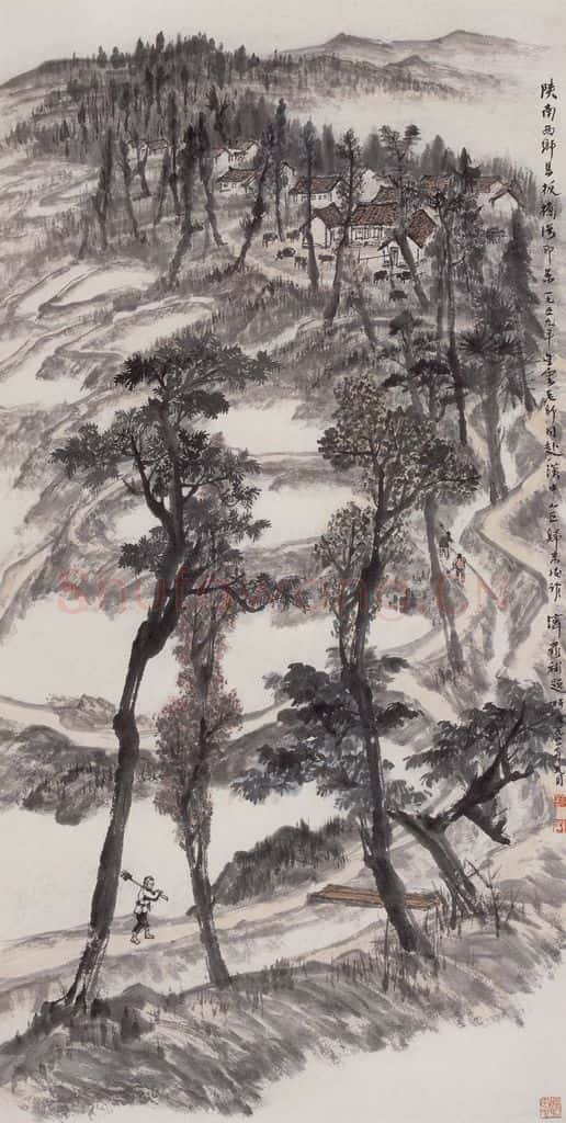 1959年 赵望云《板桥湾即景》书画作品