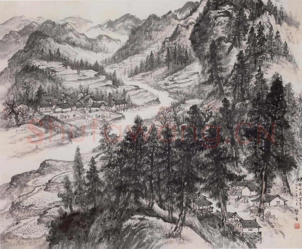 1959年 赵望云《陕南山区写景》书画作品