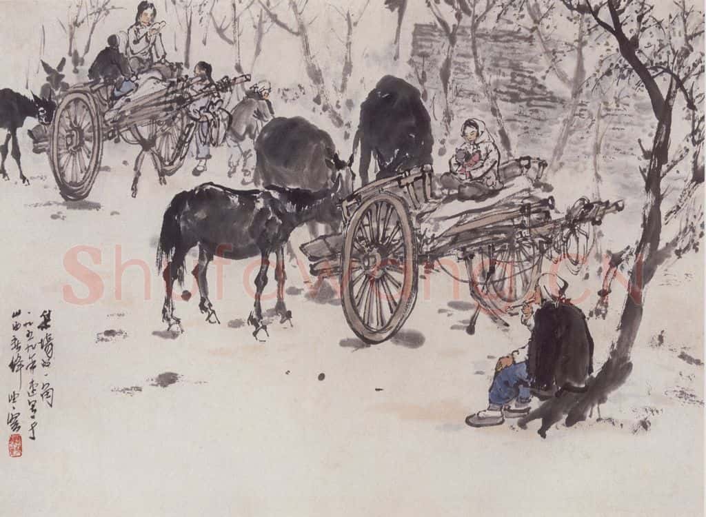 1959年 赵望云《集场一角》书画作品