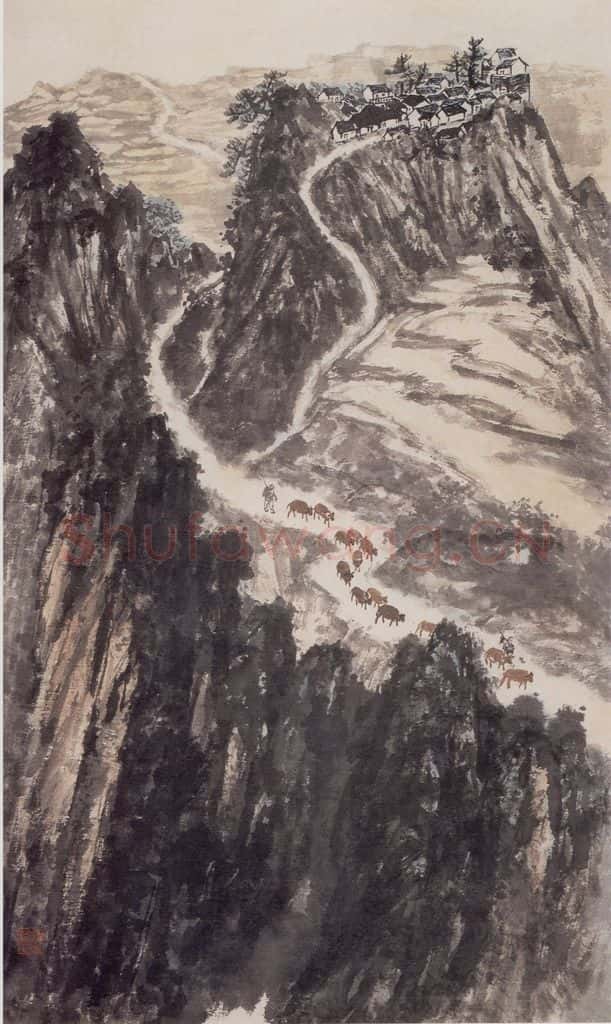 1960年 赵望云《渭北山庄》书画作品