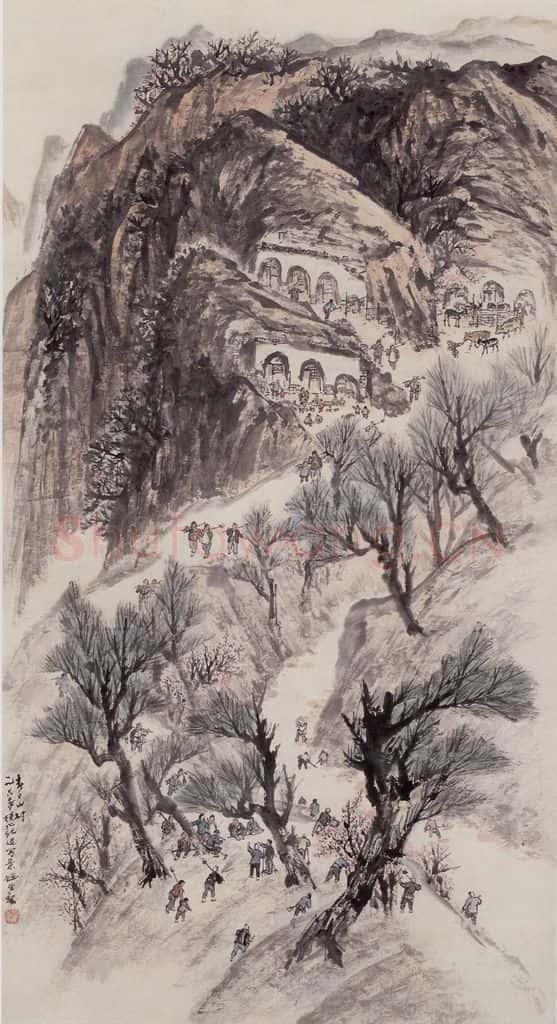 1960年 赵望云《春日山村》书画作品