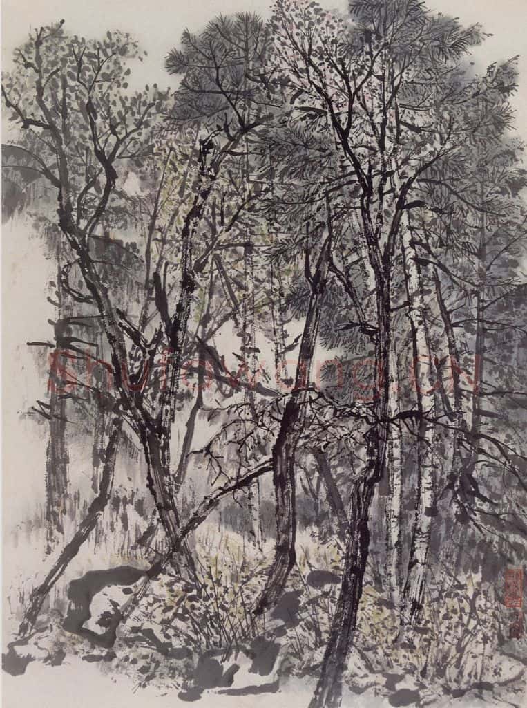 1961年 赵望云《林区写景》书画作品