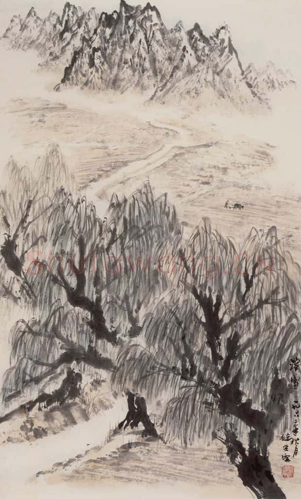 1962年 赵望云《融雪》书画作品