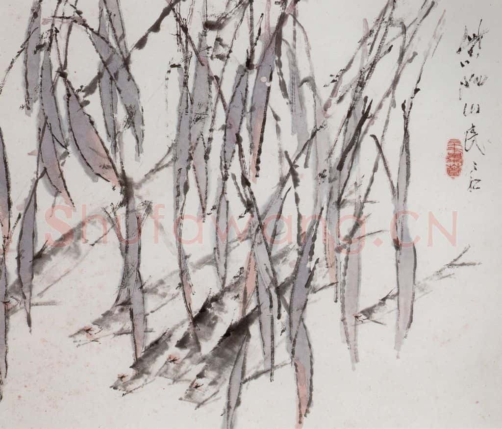 清 虚谷《杂画册·柳叶穿梭》书画作品