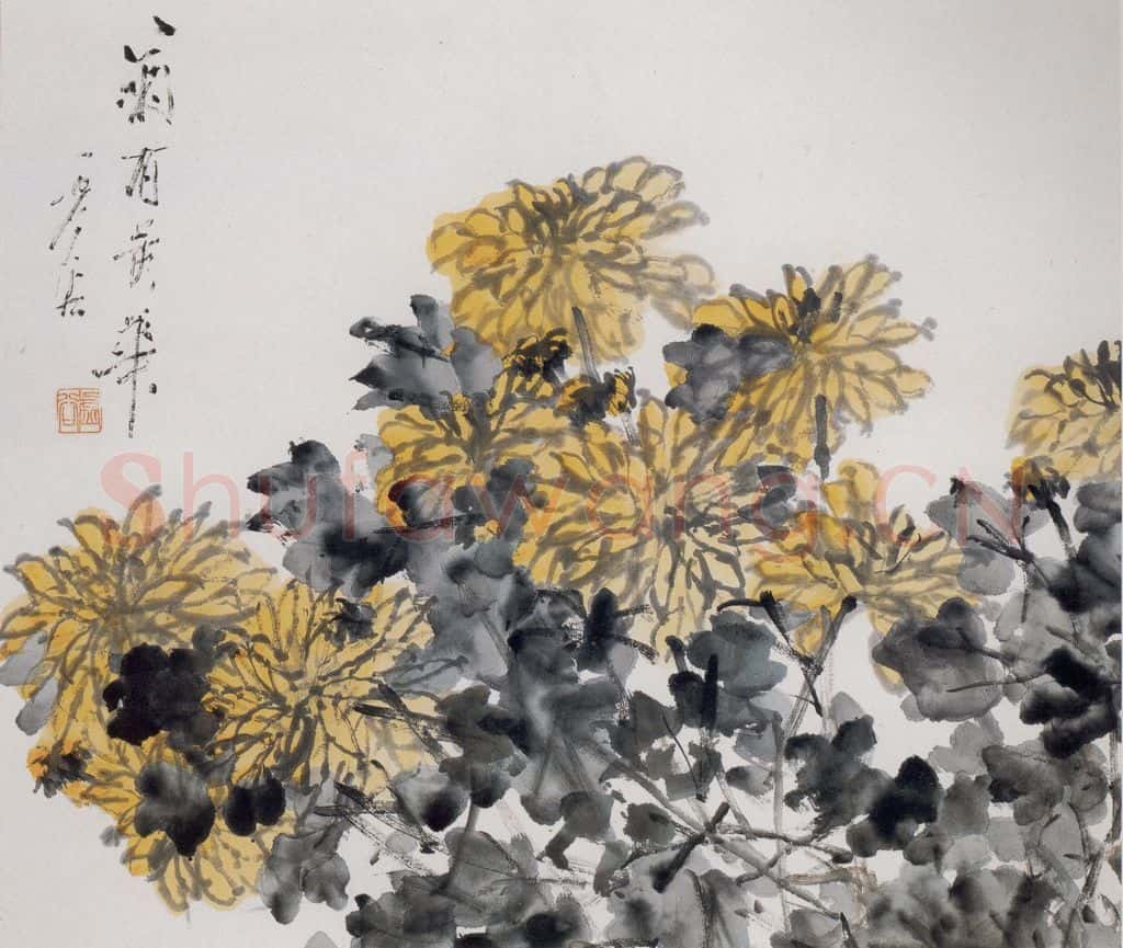 清 虚谷《杂画册·叢菊暗香》书画作品