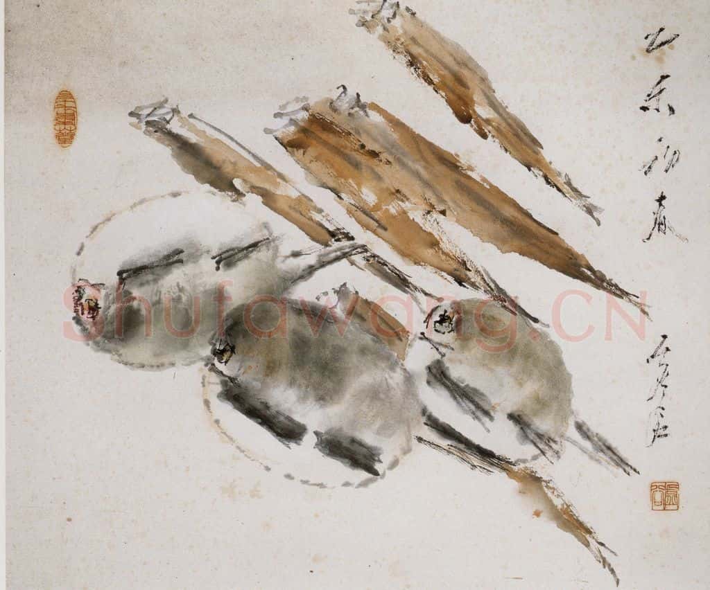 清 虚谷《杂画册·鲜笋肥豚》书画作品