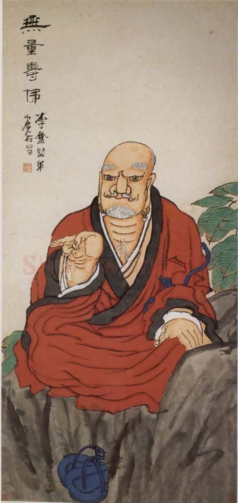 清 虚谷《无量寿佛图轴》书画作品