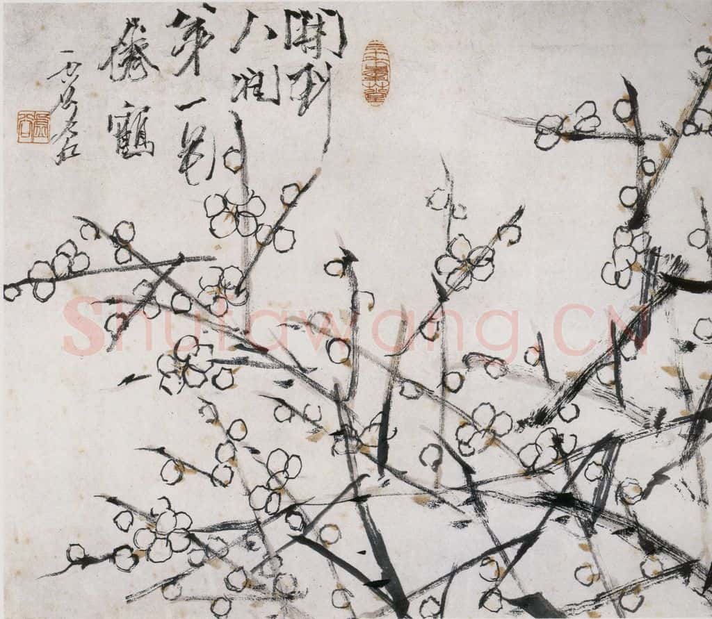 清 虚谷《闻到人间第一花》书画作品