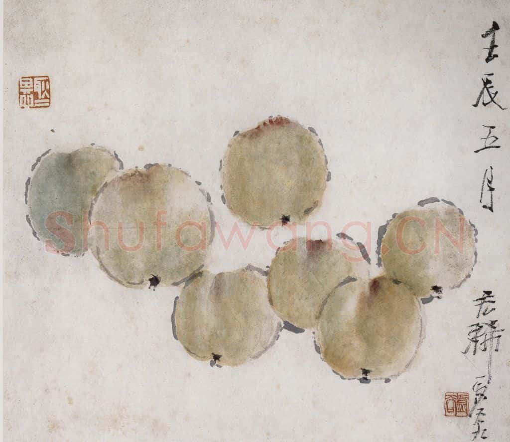 清 虚谷《鲜桃》书画作品