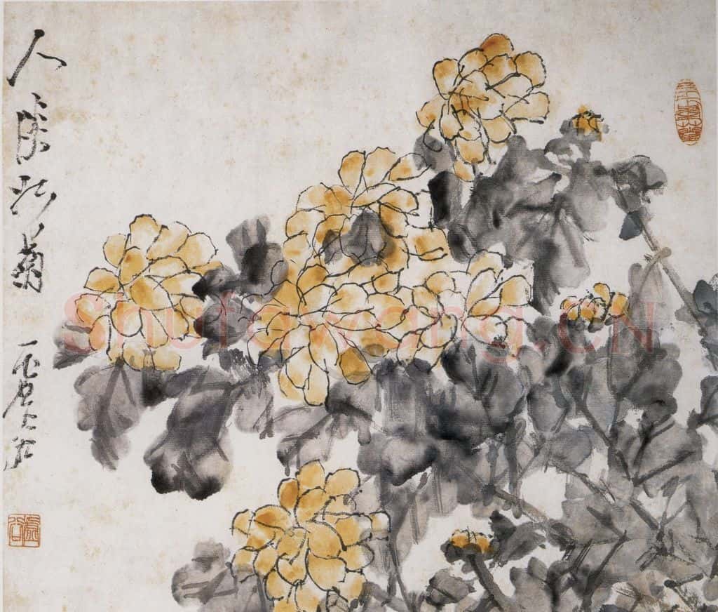 清 虚谷《人淡如菊》书画作品