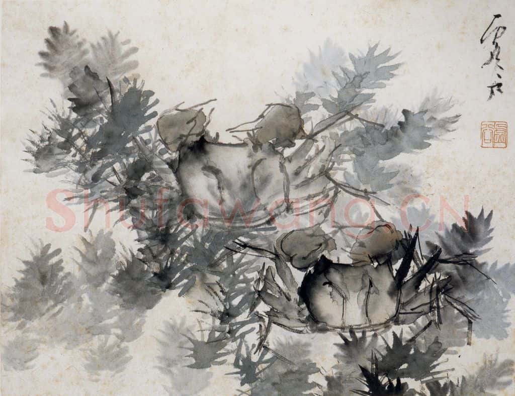 清 虚谷《花鸟水族图册》书画作品