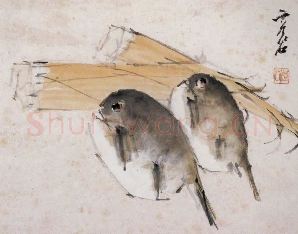 清 虚谷《花鸟水族图册》书画作品
