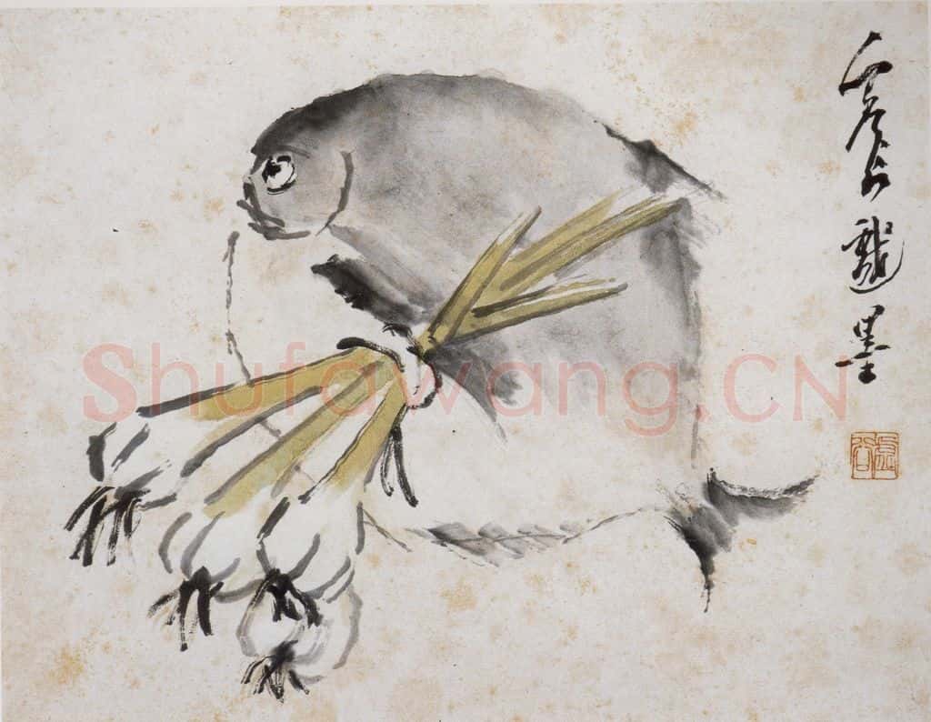 清 虚谷《花鸟水族图册》书画作品