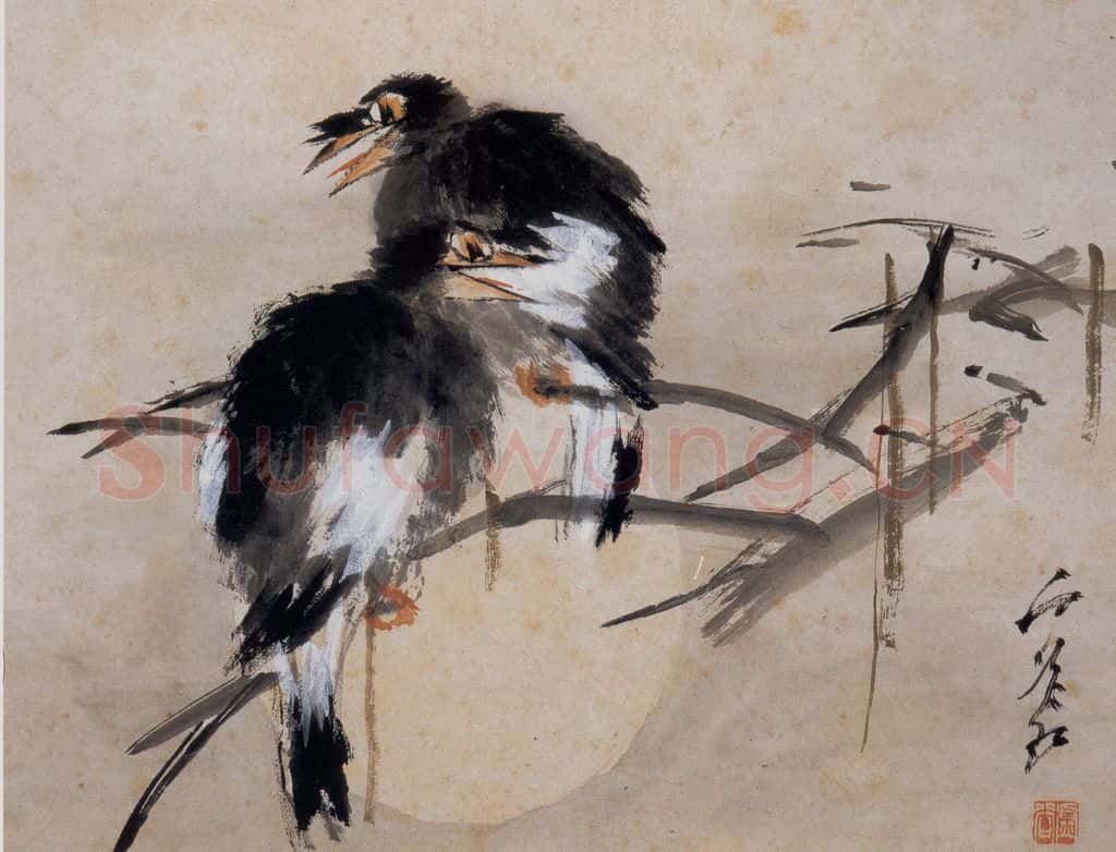 清 虚谷《花鸟水族图册》书画作品