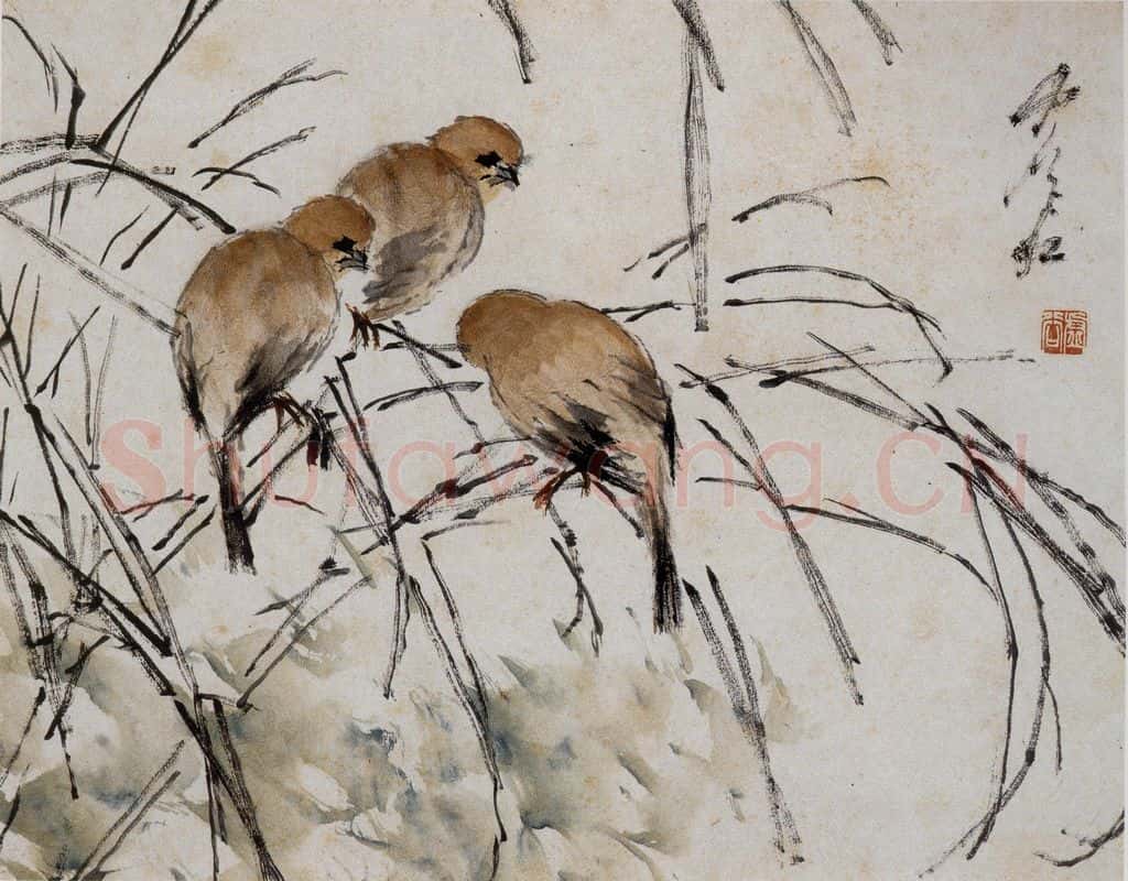 清 虚谷《花鸟水族图册》书画作品
