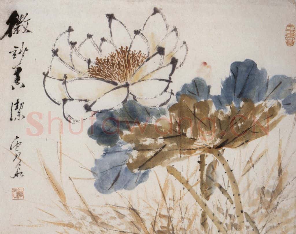 清 虚谷《花卉水族图册》书画作品