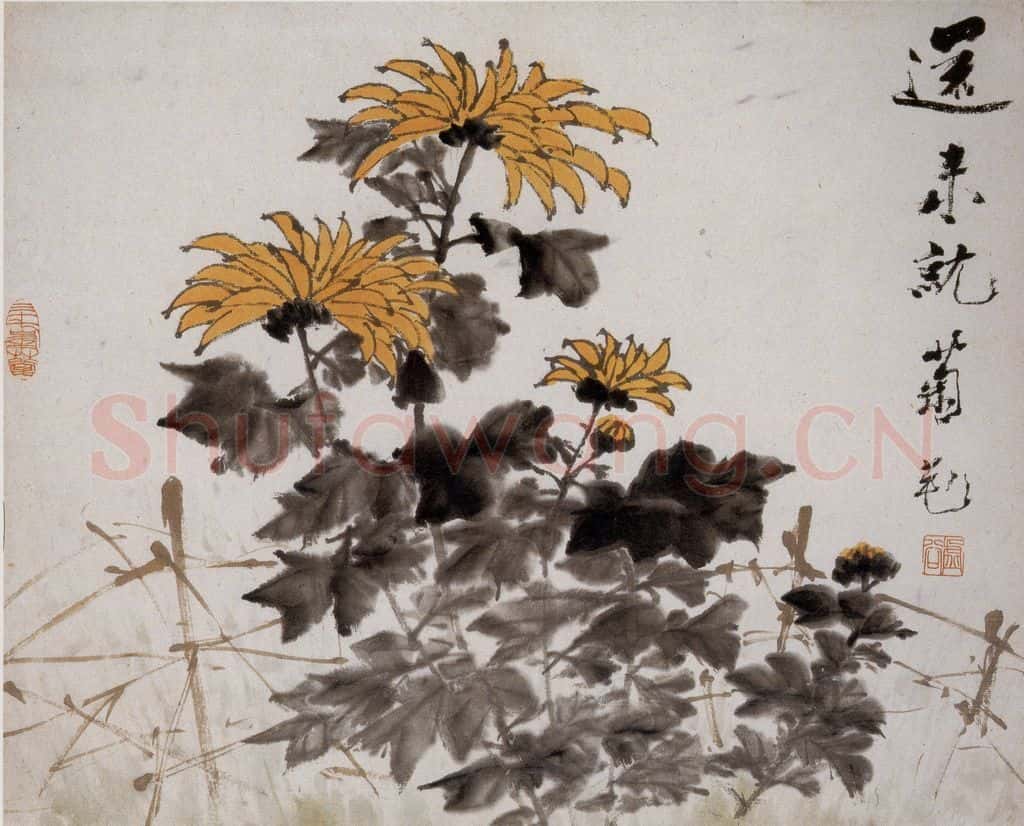 清 虚谷《花卉水族图册》书画作品