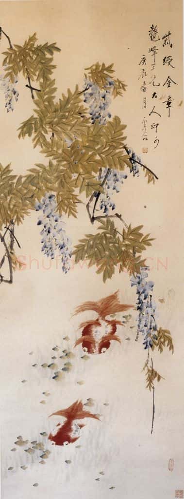 清 虚谷《紫绶金章图轴》书画作品