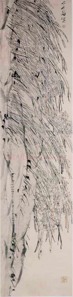 清 虚谷《兰花图轴》书画作品