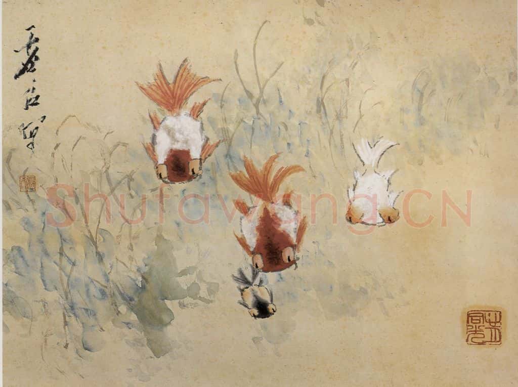 清 虚谷《花卉四段图卷》书画作品