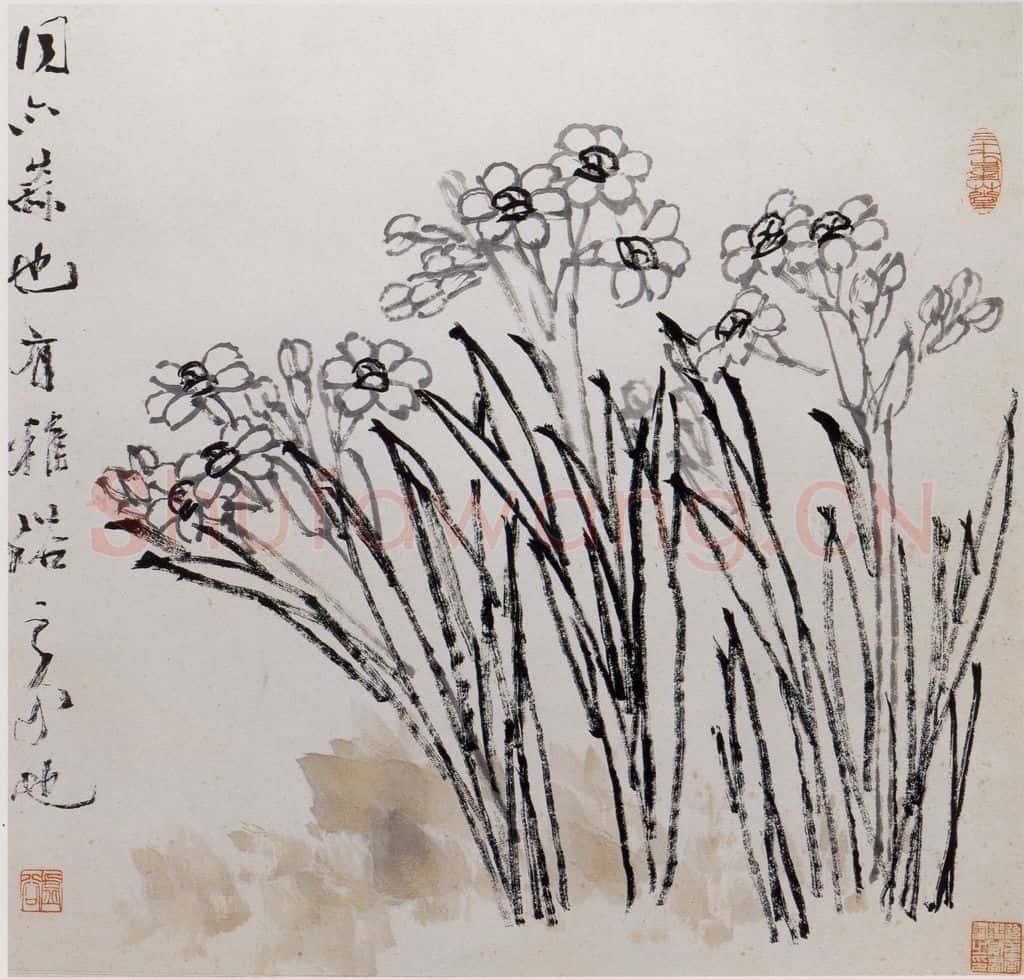 清 虚谷《杂画册之水仙》书画作品