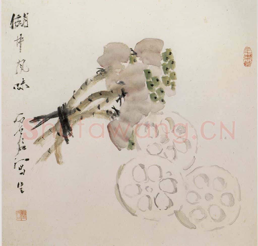 清 虚谷《杂画册之莲藕》书画作品