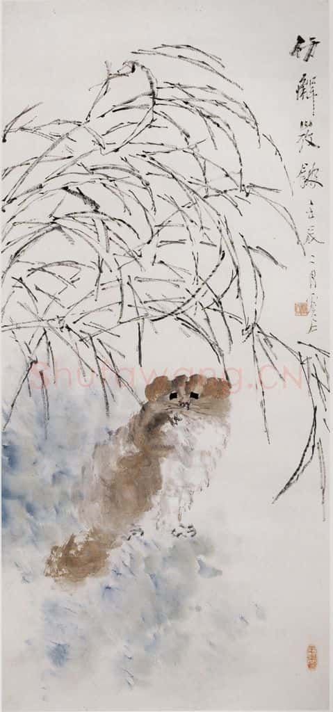 清 虚谷《黄耳图轴》书画作品