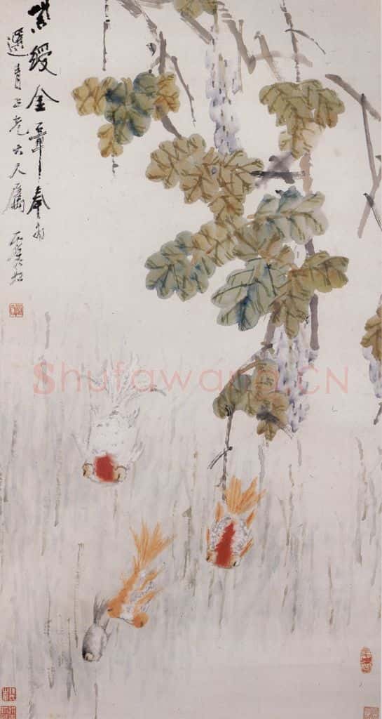 清 虚谷《紫绶金章图轴》书画作品