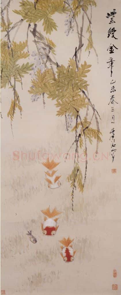 清 虚谷《紫绶金章图轴》书画作品