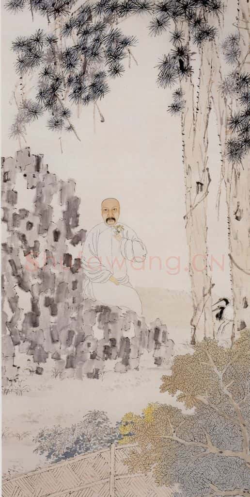 清 虚谷《彭公像图轴》书画作品