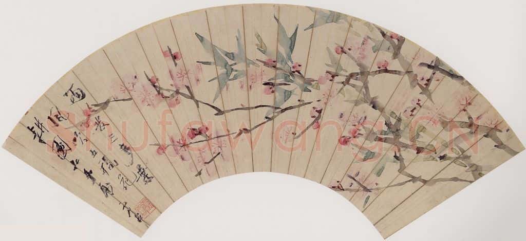 清 虚谷《梅竹图扇页》书画作品