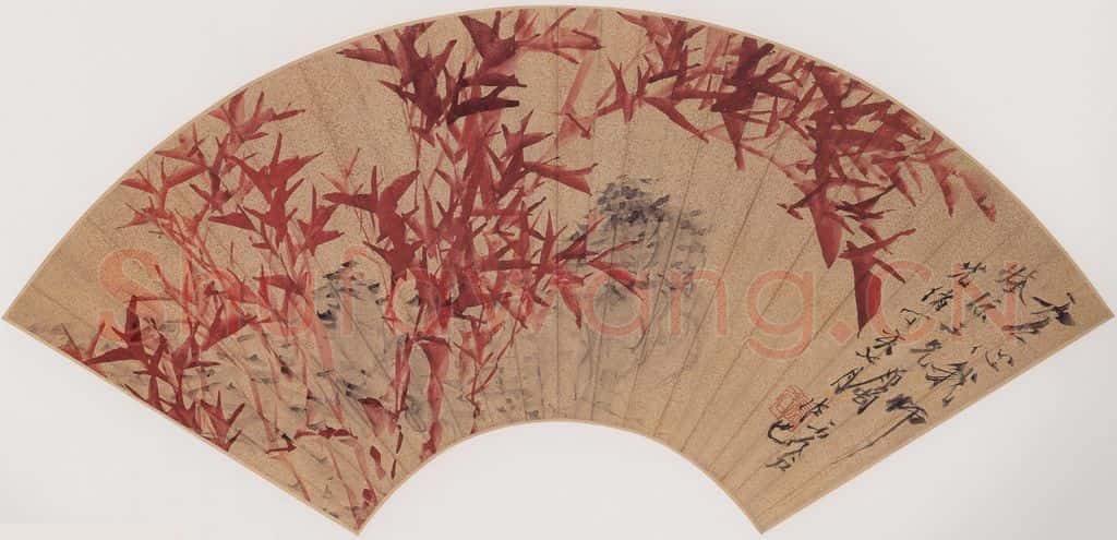 清 虚谷《虚心我师图扇页》书画作品
