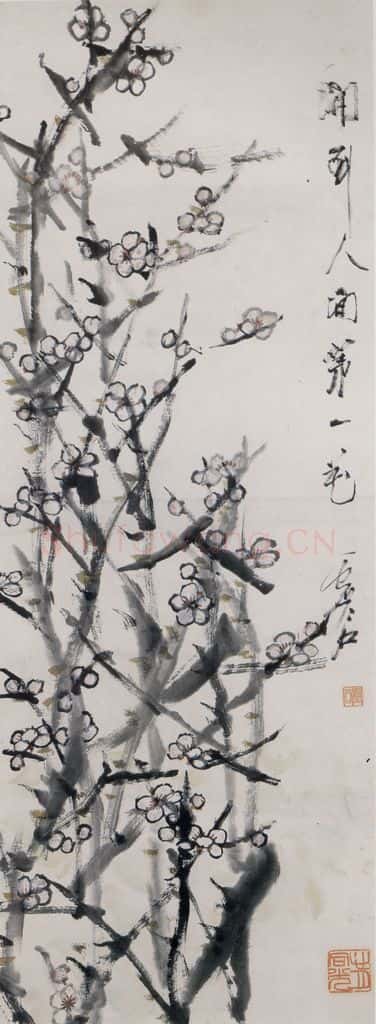 清 虚谷《梅花图轴》书画作品
