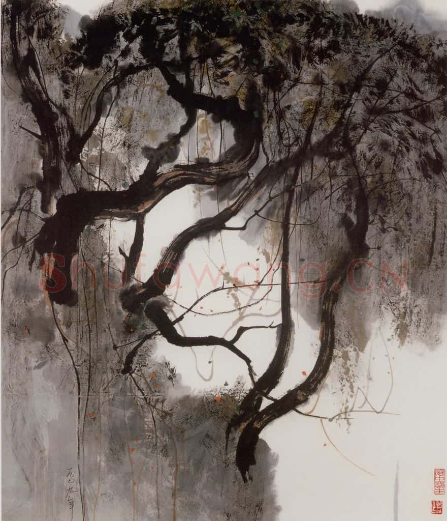 1979年 吴冠中 树丛 书画作品