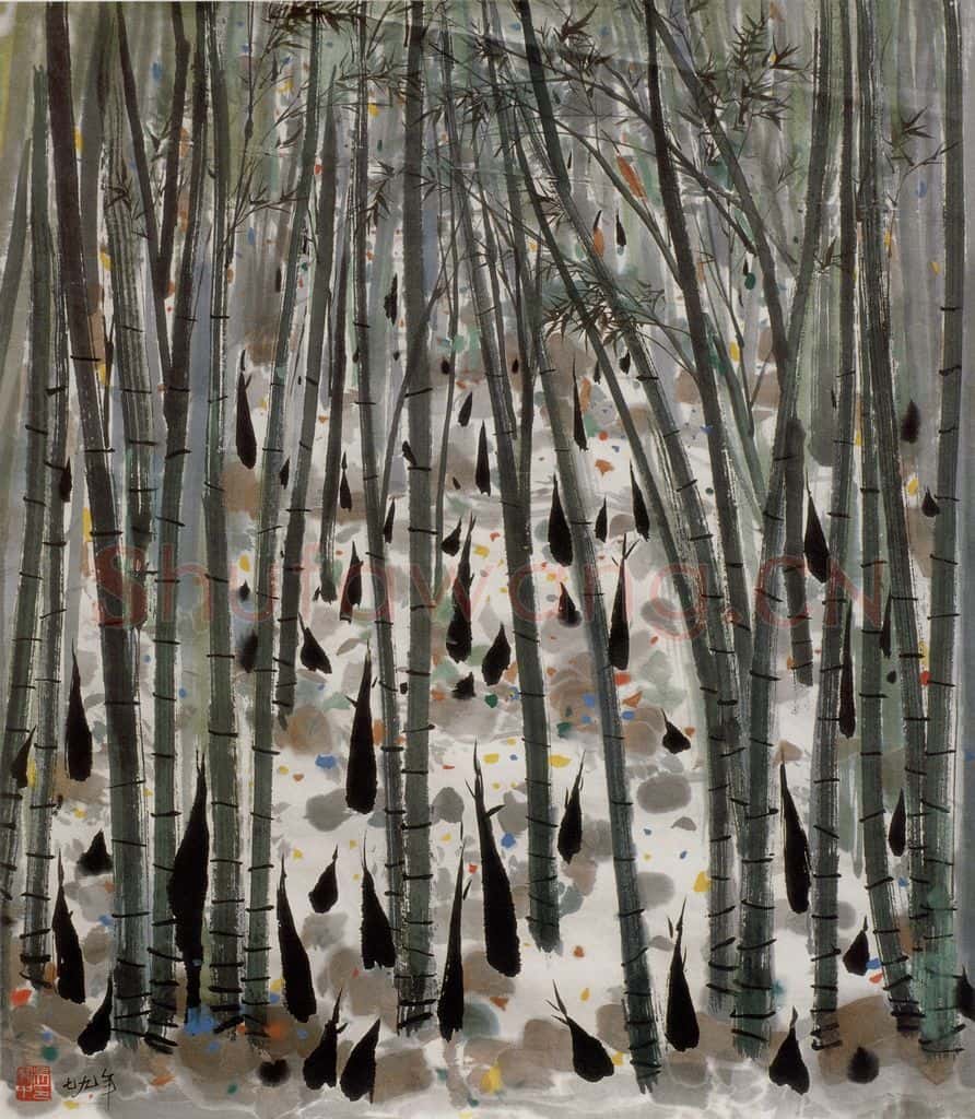 1979年 吴冠中 竹林春笋 书画作品